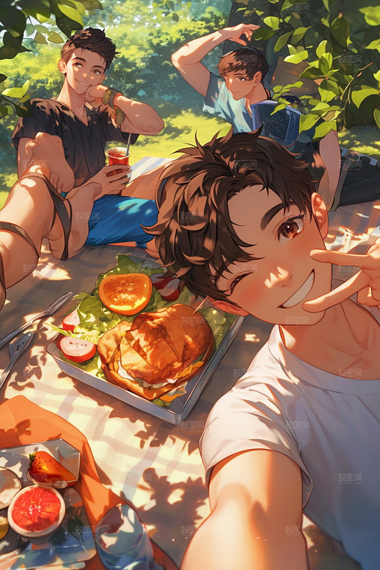 夏日聚会高清场景插画