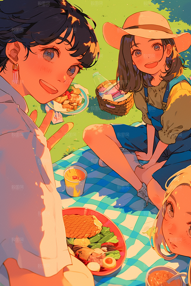 夏日聚会友谊暑假插画