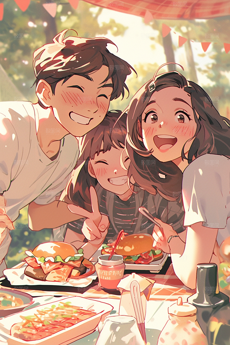 夏日聚会友情玩耍插画