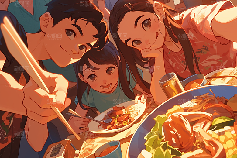 夏日聚会漫画风暑假插画