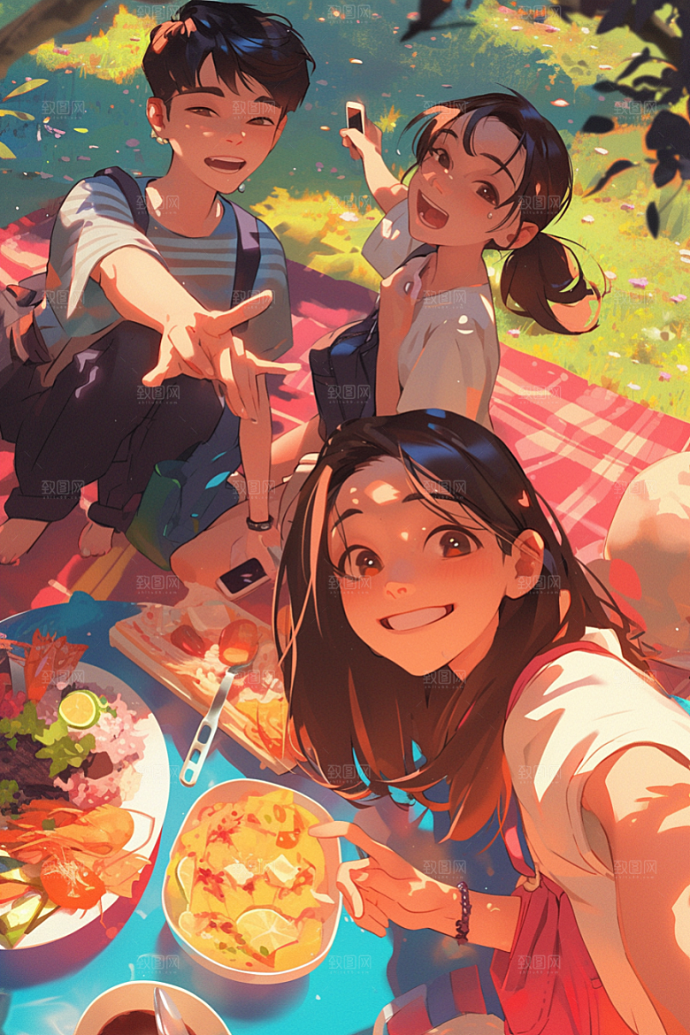 夏日聚会场景玩耍插画