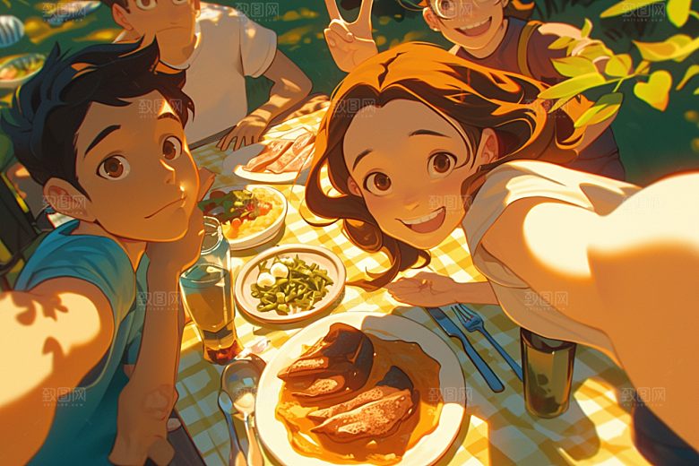 夏日聚会假日玩耍插画