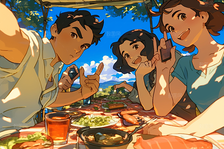 夏日聚会欢乐假日插画