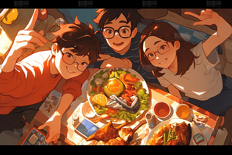 夏日聚会友情高清插画