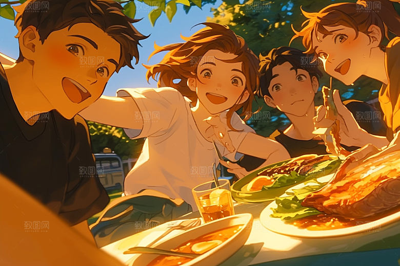 夏日聚会假日暑假插画