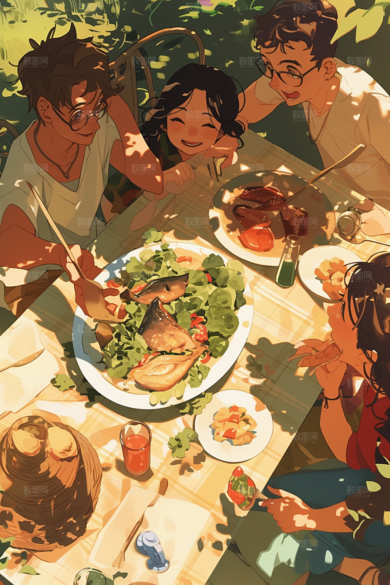 夏日聚会高清玩耍插画