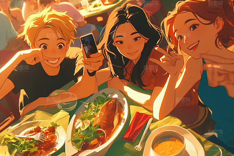 夏日聚会暑假高清插画