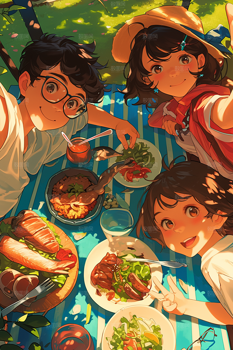 夏日聚会友谊高清插画