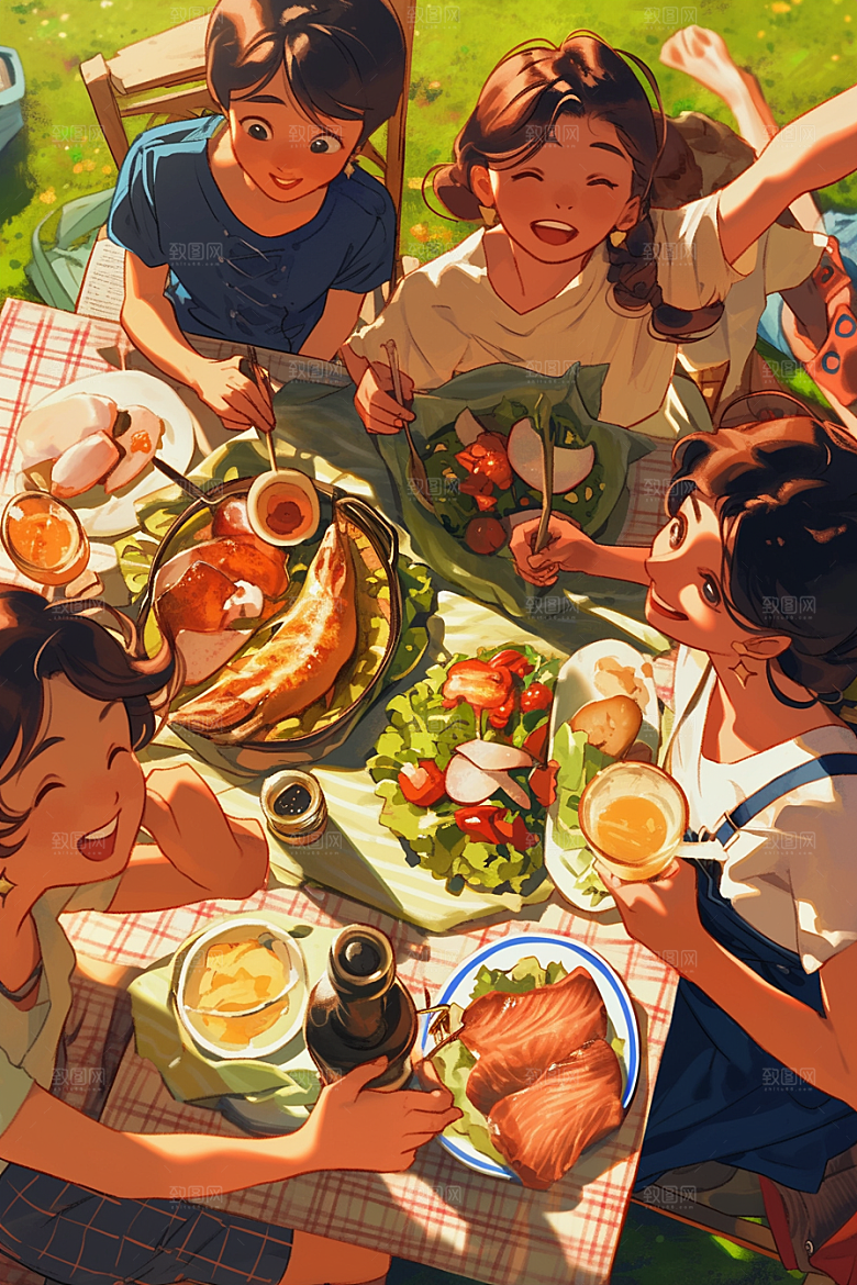 夏日聚会友情玩耍插画