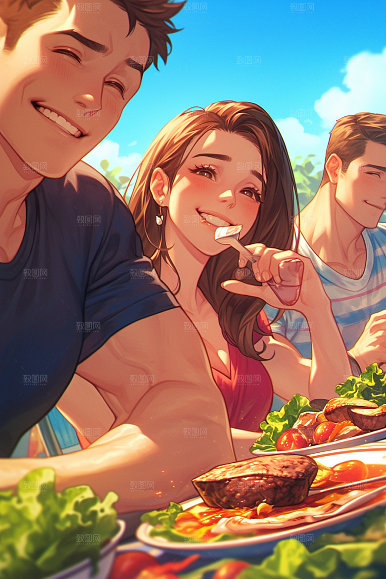 夏日聚会欢乐假日插画
