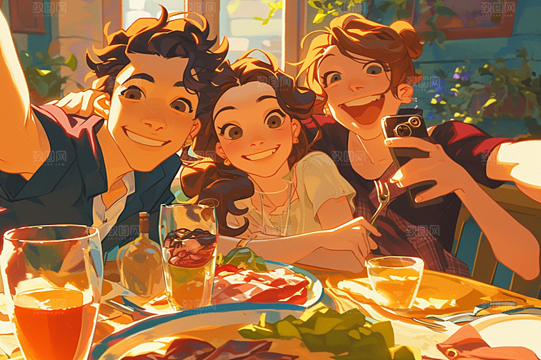 夏日聚会场景玩耍插画