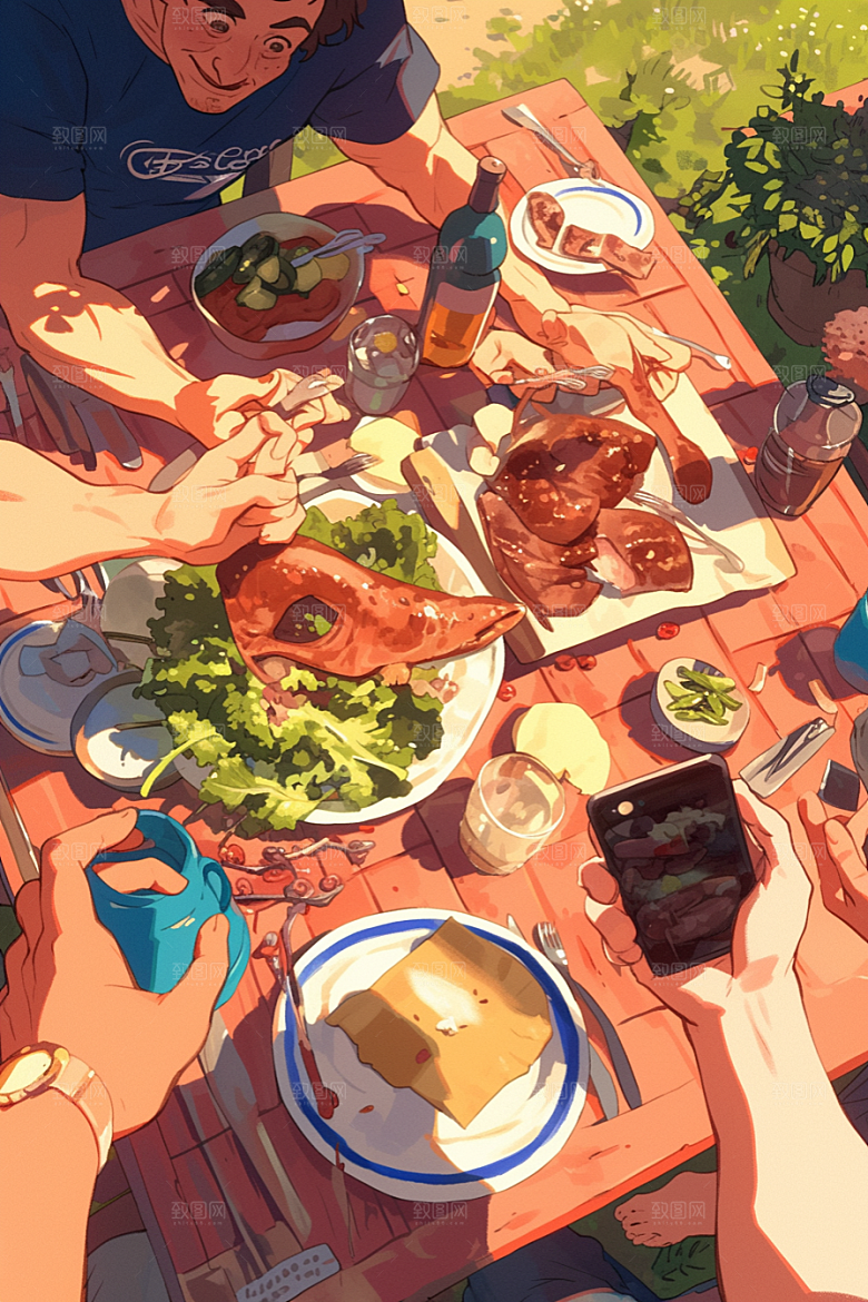 夏日聚会友情高清插画