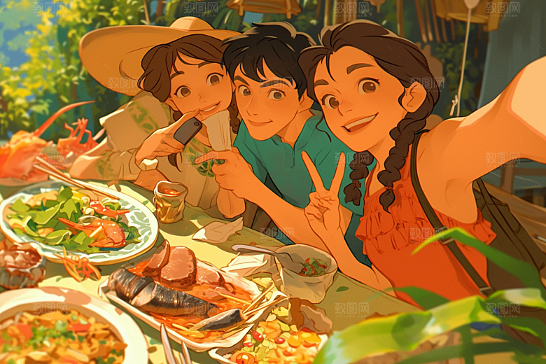 夏日聚会玩耍假日插画