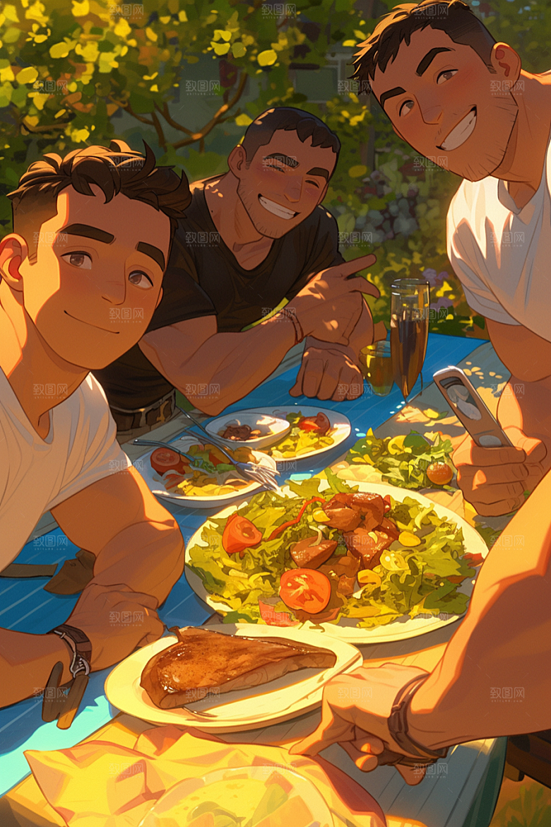 夏日聚会假日场景插画