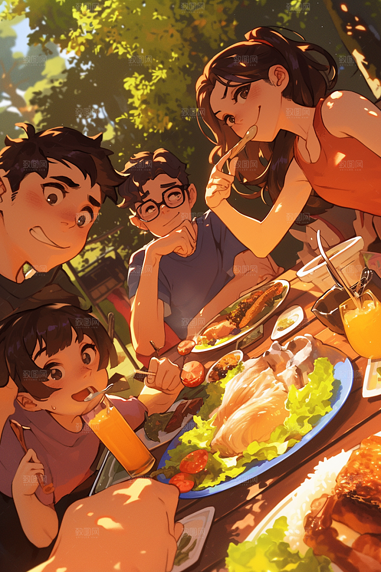 夏日聚会玩耍场景插画