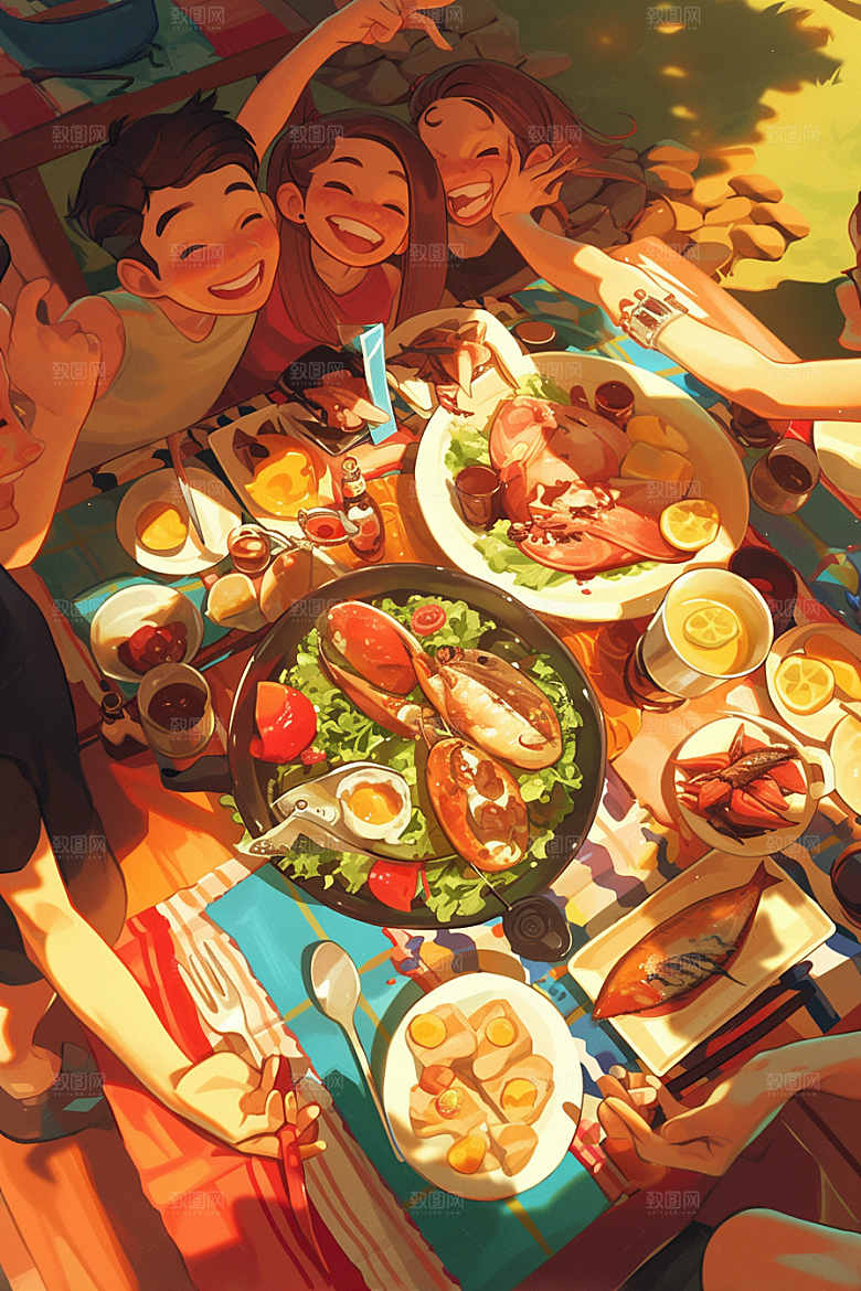 夏日聚会友谊高清插画