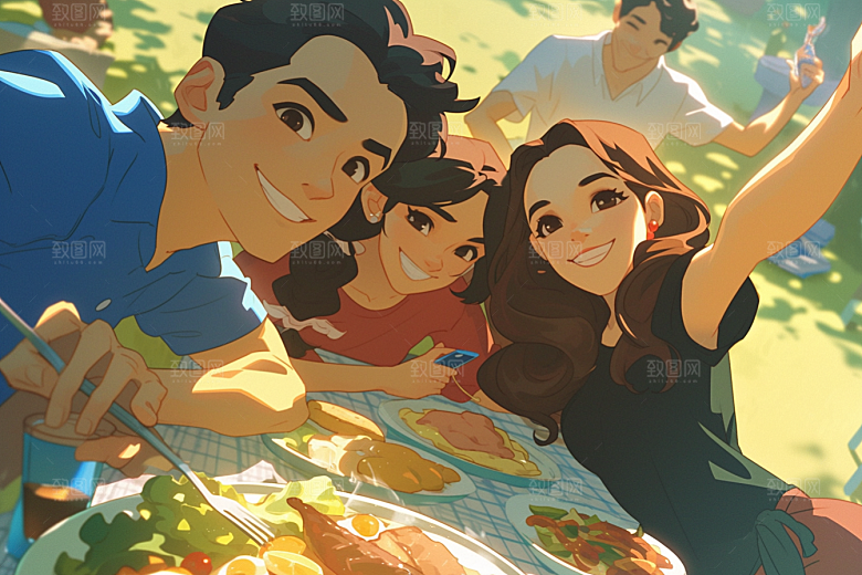 夏日聚会假日玩耍插画