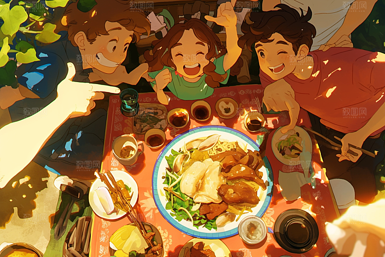 夏日聚会假日场景插画