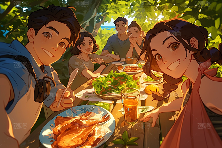 夏日聚会假日友谊插画