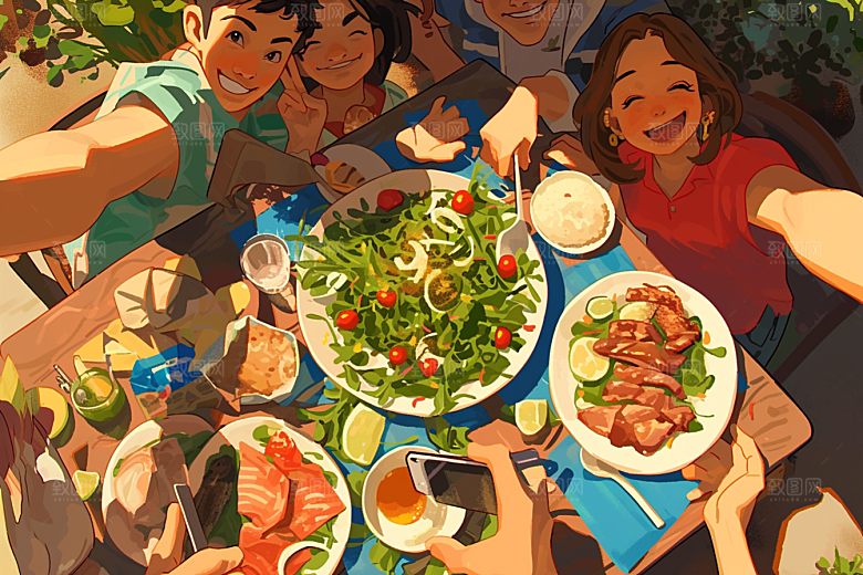 夏日聚会假日暑假插画