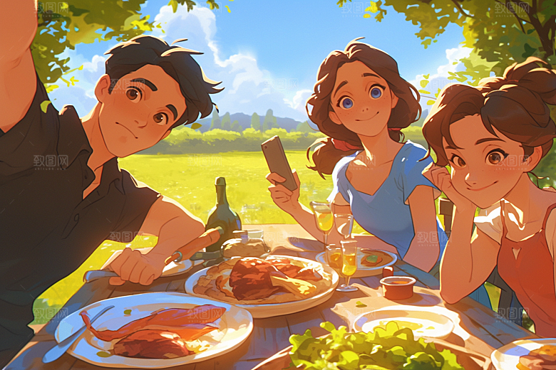 夏日聚会假日高清插画