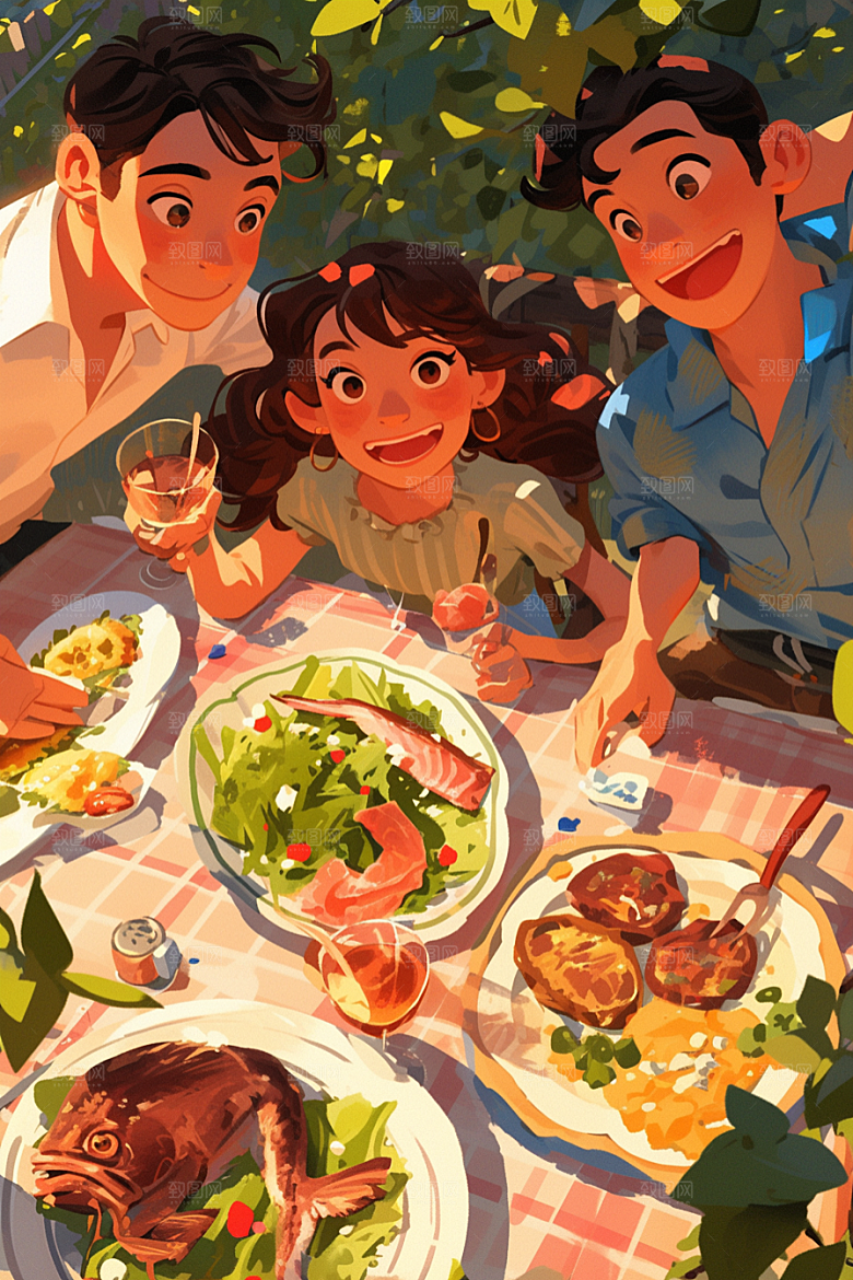 夏日聚会假日高清插画