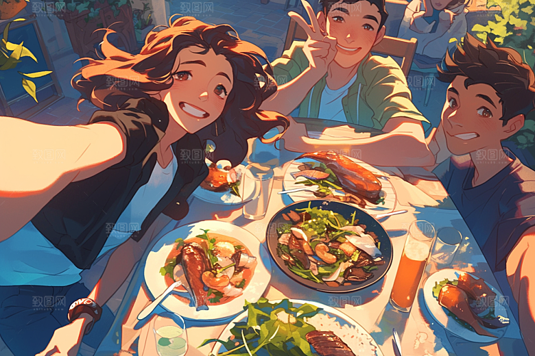 夏日聚会高清友谊插画