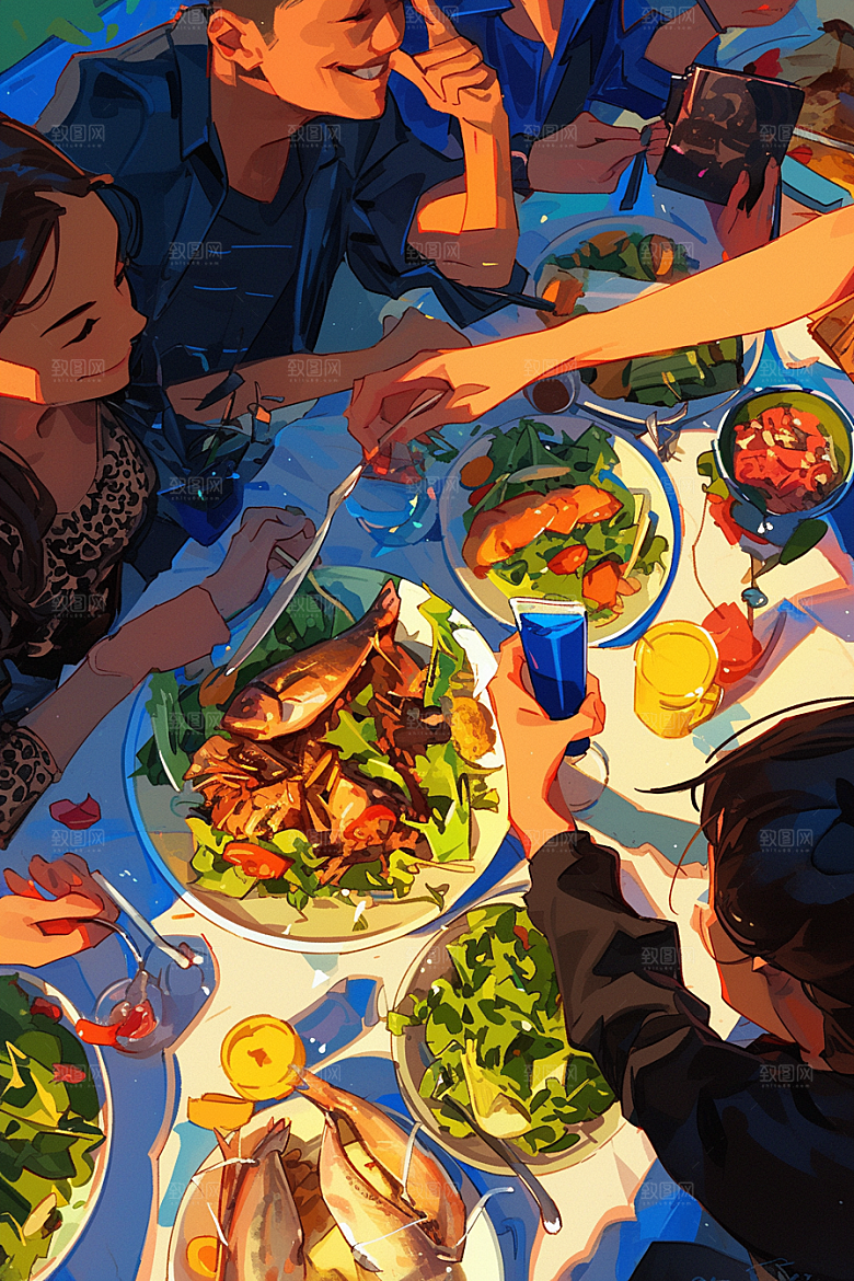 夏日聚会欢乐假日插画