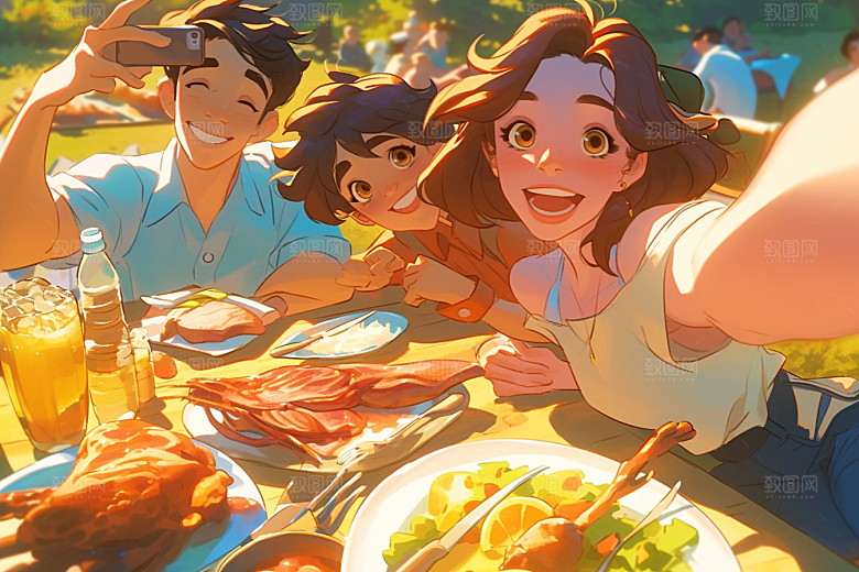 夏日聚会假日高清插画