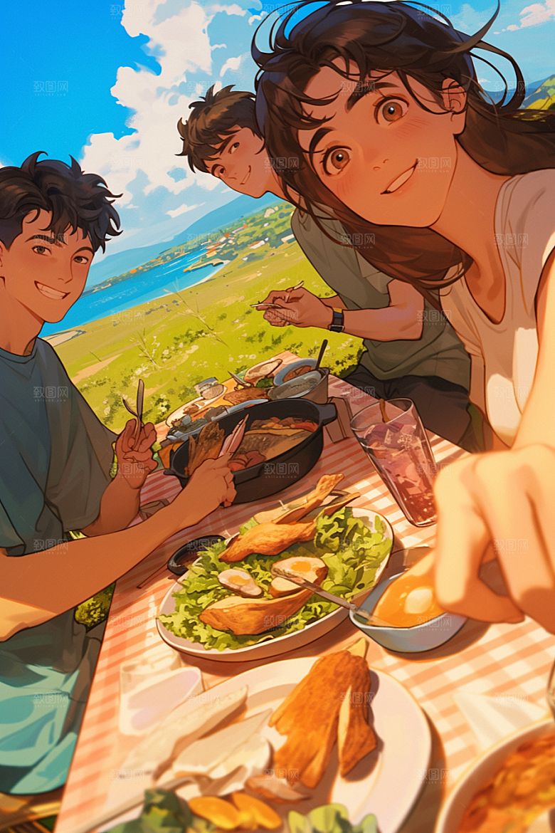 夏日聚会玩耍假日插画