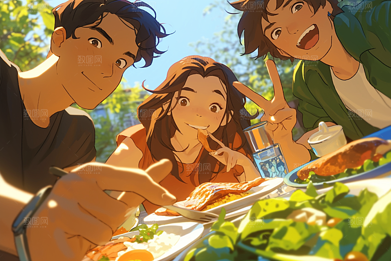 夏日聚会欢乐暑假插画