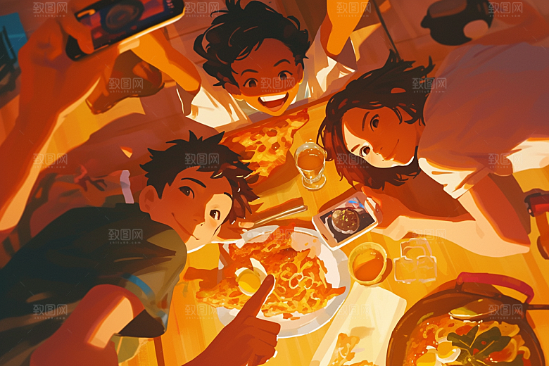 夏日聚会友情友谊插画