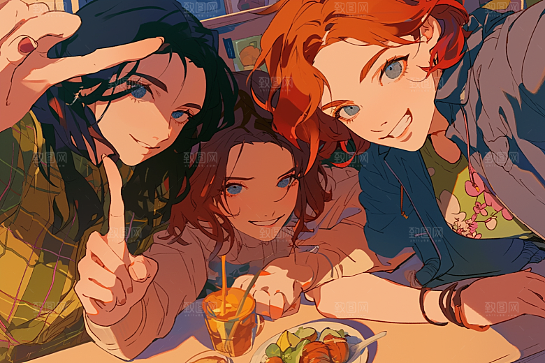 夏日聚会玩耍高清插画