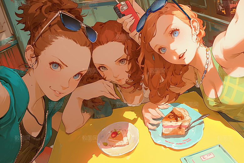 夏日聚会暑假玩耍插画