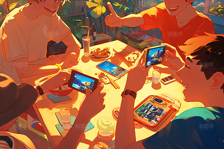 夏日聚会高清假日插画