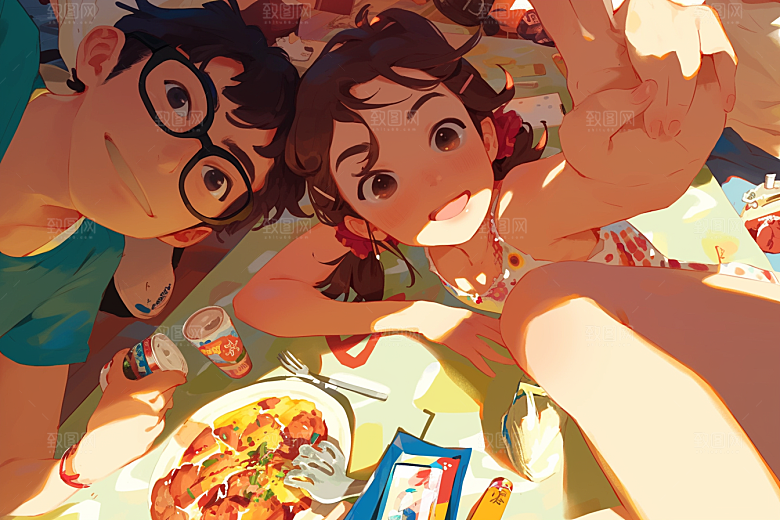 夏日聚会假日欢乐插画