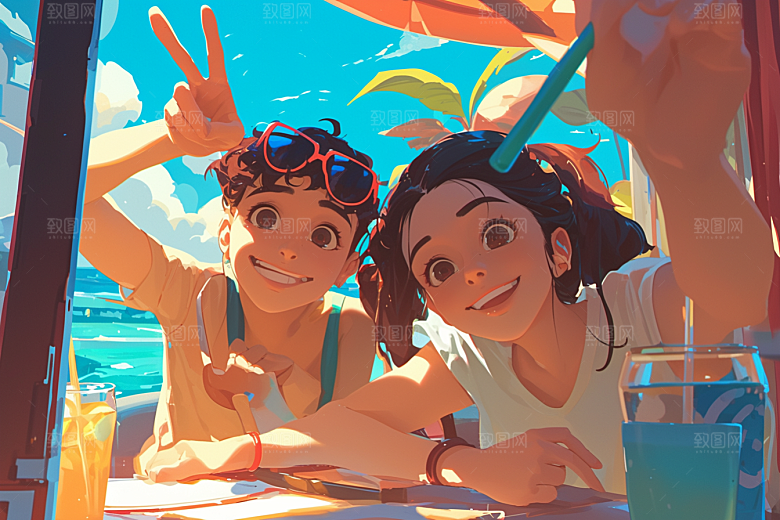 夏日聚会高清假日插画