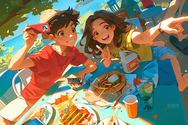 夏日聚会假日高清插画