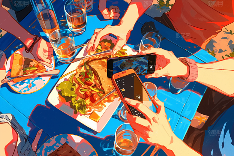夏日聚会手绘玩耍插画