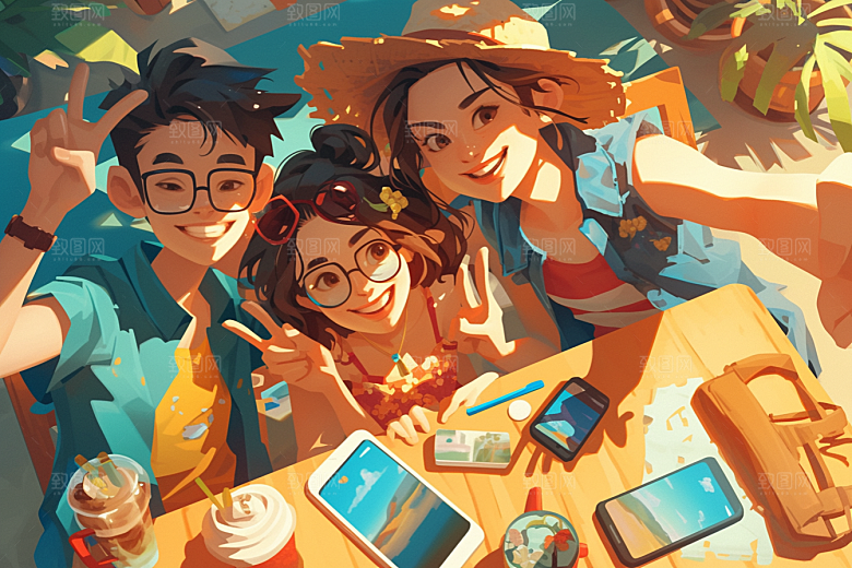 夏日聚会假日欢乐插画