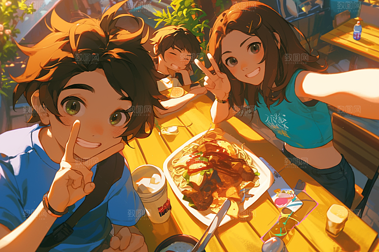 夏日聚会友谊玩耍插画