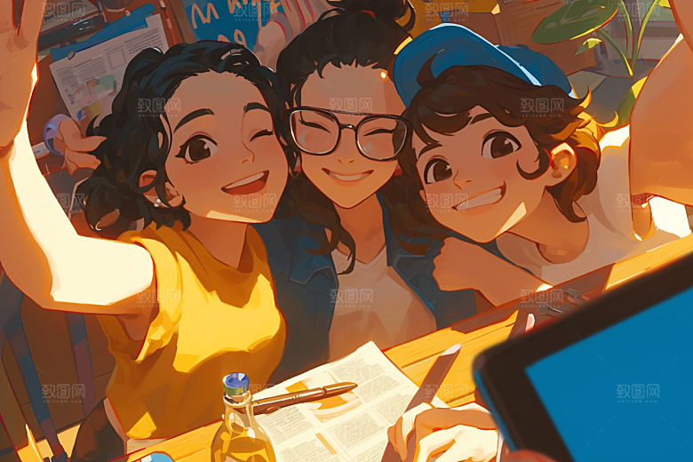 夏日聚会友情玩耍插画