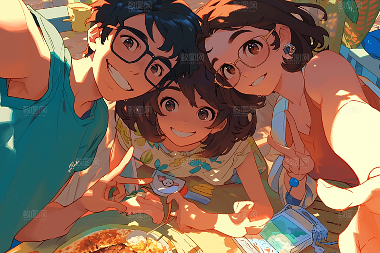 夏日聚会友谊友情插画