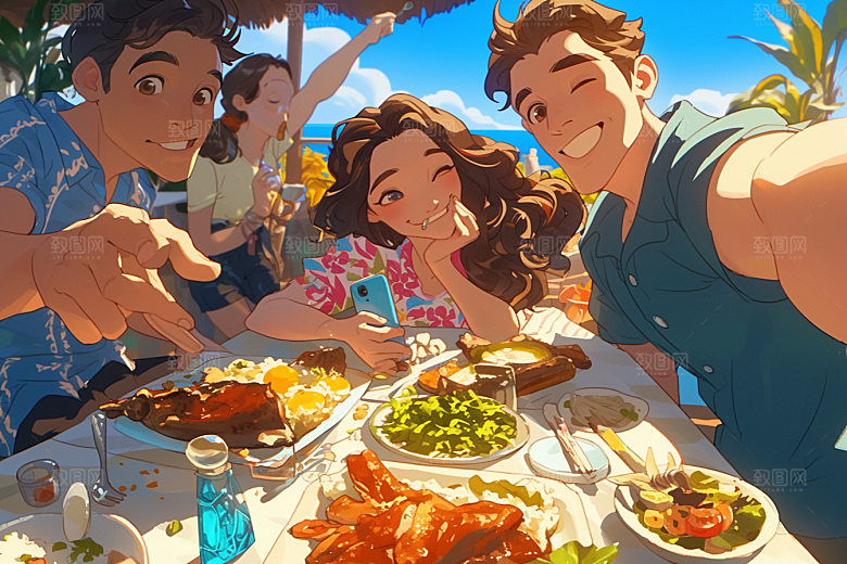 夏日聚会假日高清插画