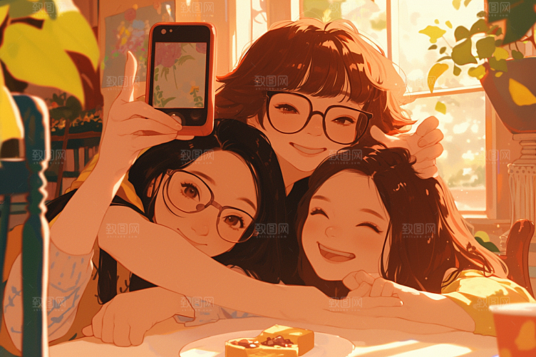 夏日聚会友情友谊插画