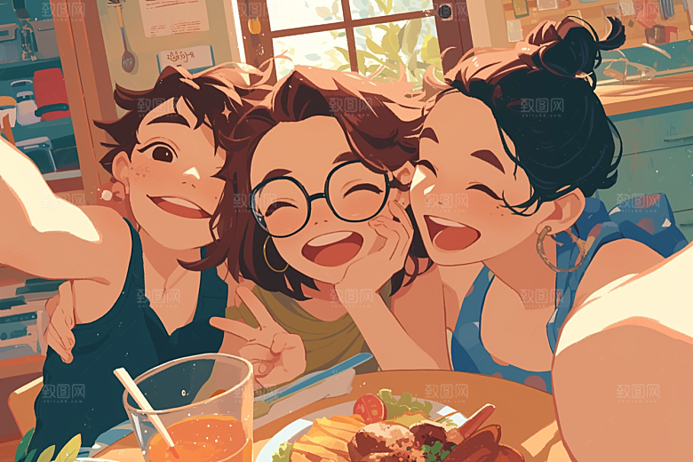 夏日聚会欢乐假日插画