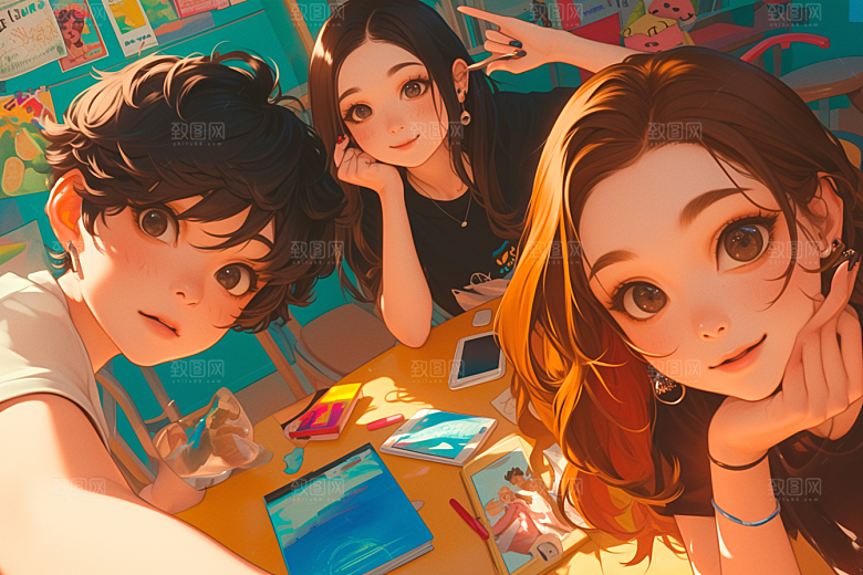 夏日聚会手绘假日插画