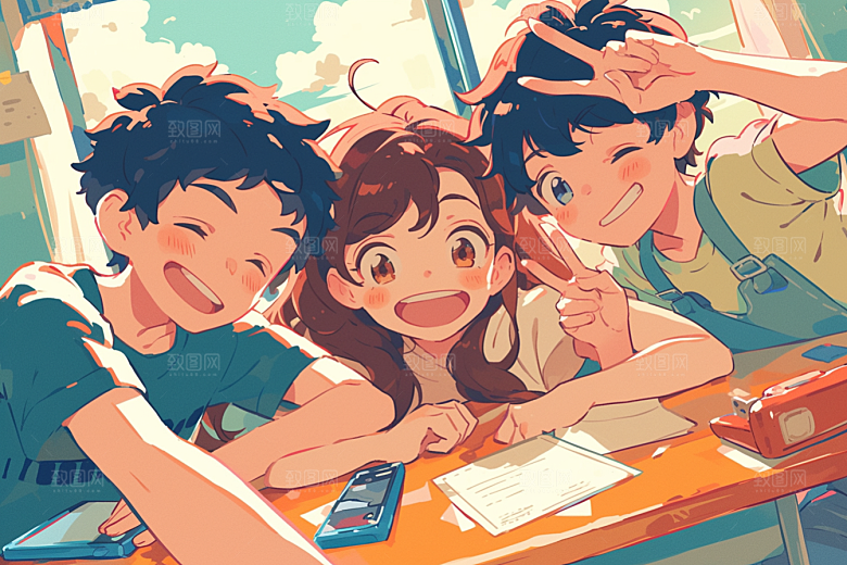 夏日聚会暑假高清插画