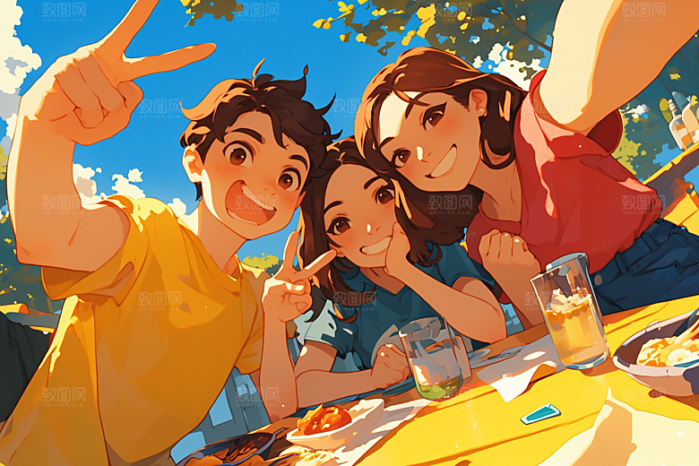 夏日聚会假日玩耍插画