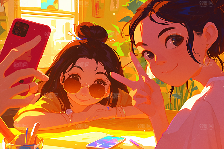 夏日聚会假日场景插画